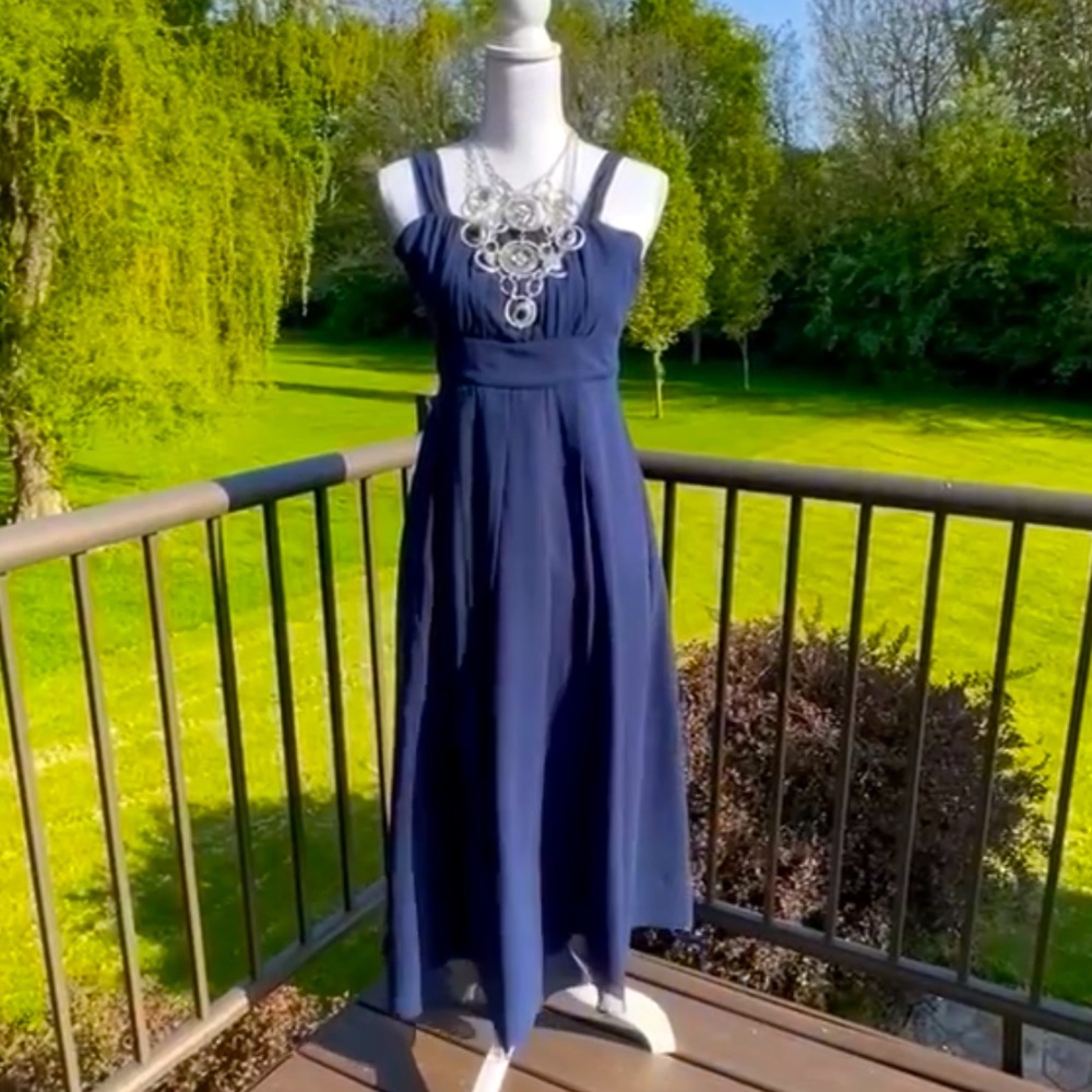 Chiffon Dress - Navy - size 14